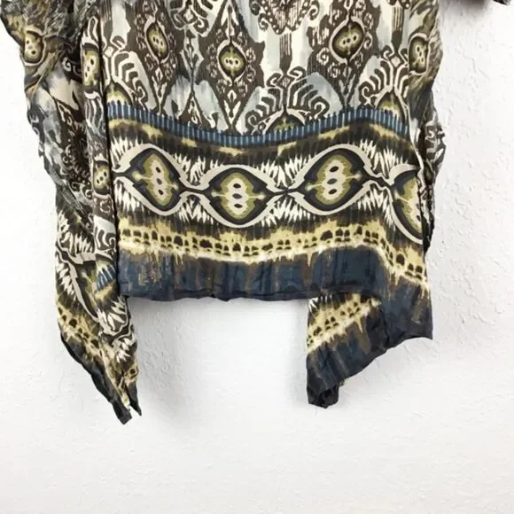 SW3 Bespoke Cold Shoulder Silk Printed Blouse Small - Picture 3 of 4